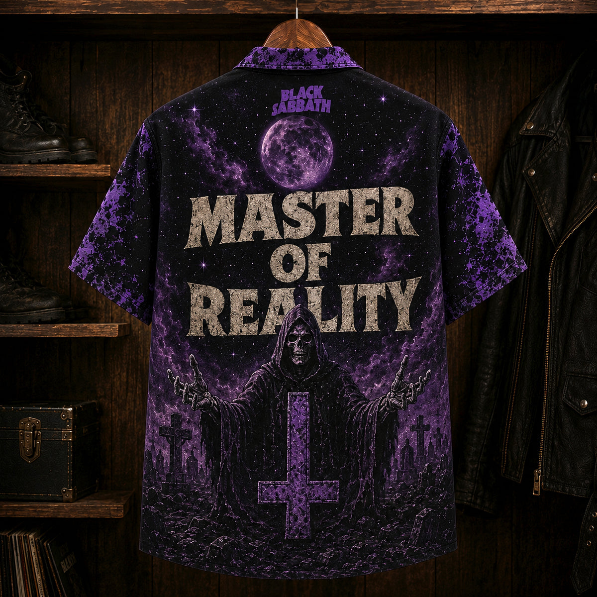 Black Sabbath Master of Reality Hawaiian Shirt, 1971 Heavy Metal Button Up, Ozzy Osbourne Sweet Leaf Era