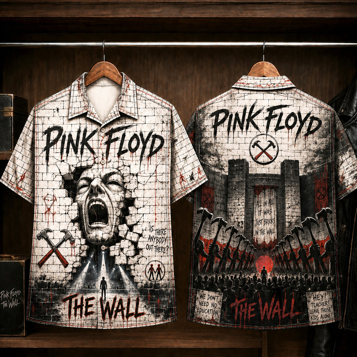 Pink Floyd The Wall Hawaiian Shirt, 1979 Album Inspired Button Up, Roger Waters Another Brick in the Wall Era