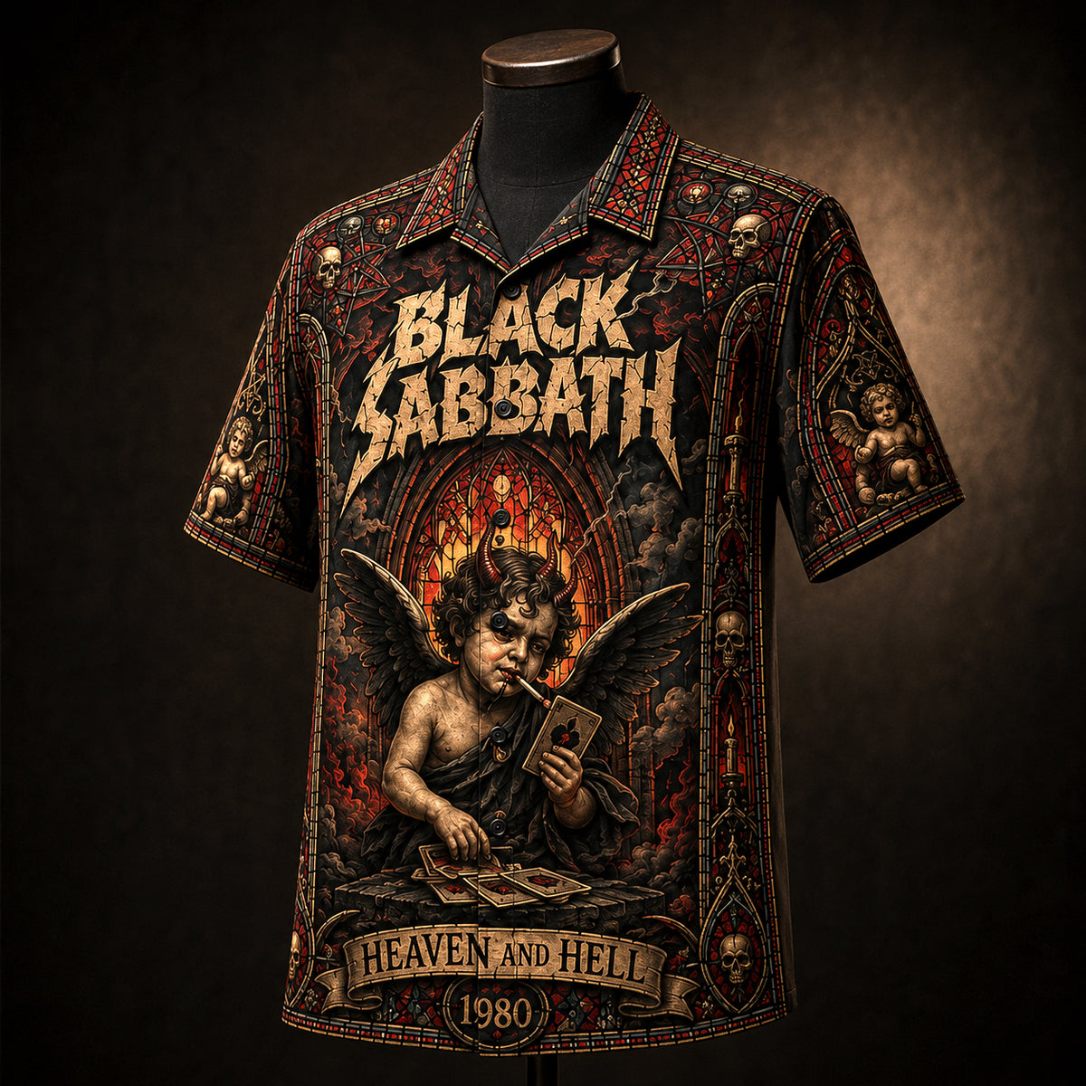Black Sabbath Heaven and Hell 1980 Hawaiian Shirt, Heavy Metal Button Up, Ronnie James Dio Era