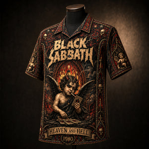 Black Sabbath Heaven and Hell 1980 Hawaiian Shirt, Heavy Metal Button Up, Ronnie James Dio Era