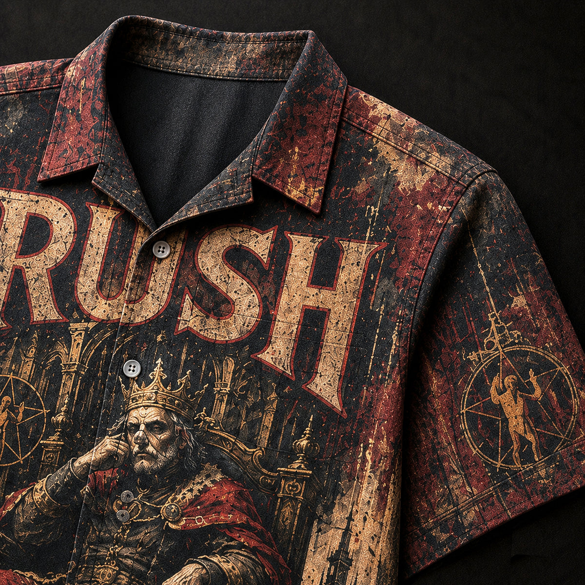 Rush A Farewell to Kings Hawaiian Shirt, 1977 Progressive Rock Button Up, Neil Peart Closer to the Heart Era