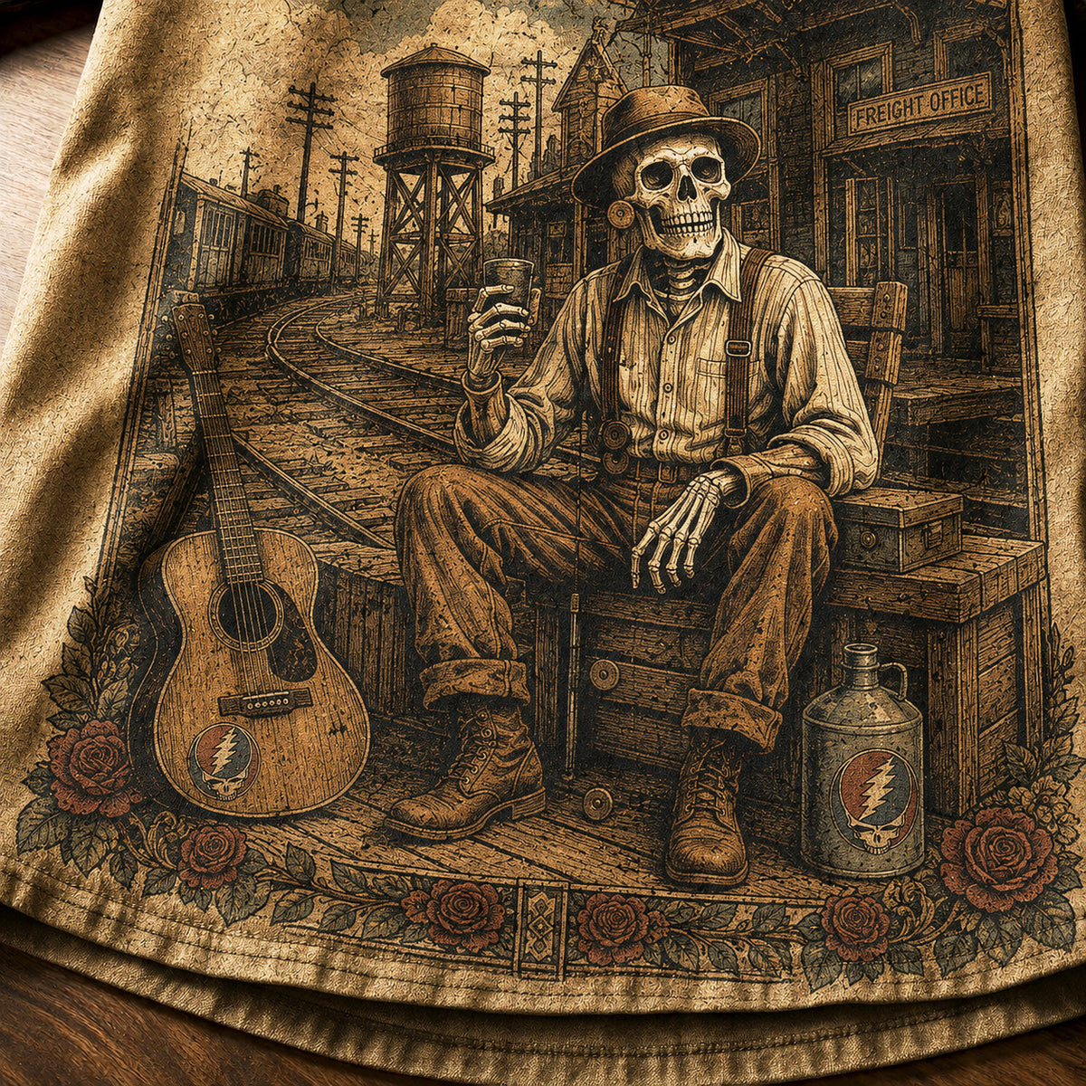 Grateful Dead Workingman's Dead Hawaiian Shirt, 1970 Album Inspired Button Up, Jerry Garcia Casey Jones Era
