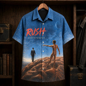 Rush Hemispheres 1978 Hawaiian Shirt, Progressive Rock Button Up, Neil Peart Cygnus X-1 Era