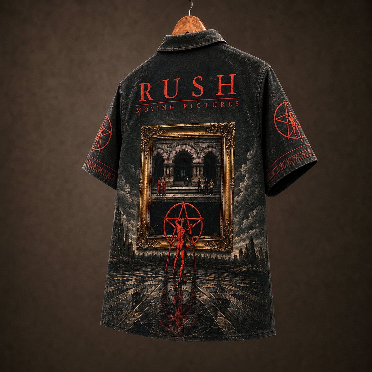 Rush Moving Pictures Hawaiian Shirt, 1981 Progressive Rock Button Up, Geddy Lee Tom Sawyer Era