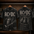 AC/DC Back in Black 1980 Hawaiian Shirt, Hard Rock Button Up, Brian Johnson Hells Bells Era
