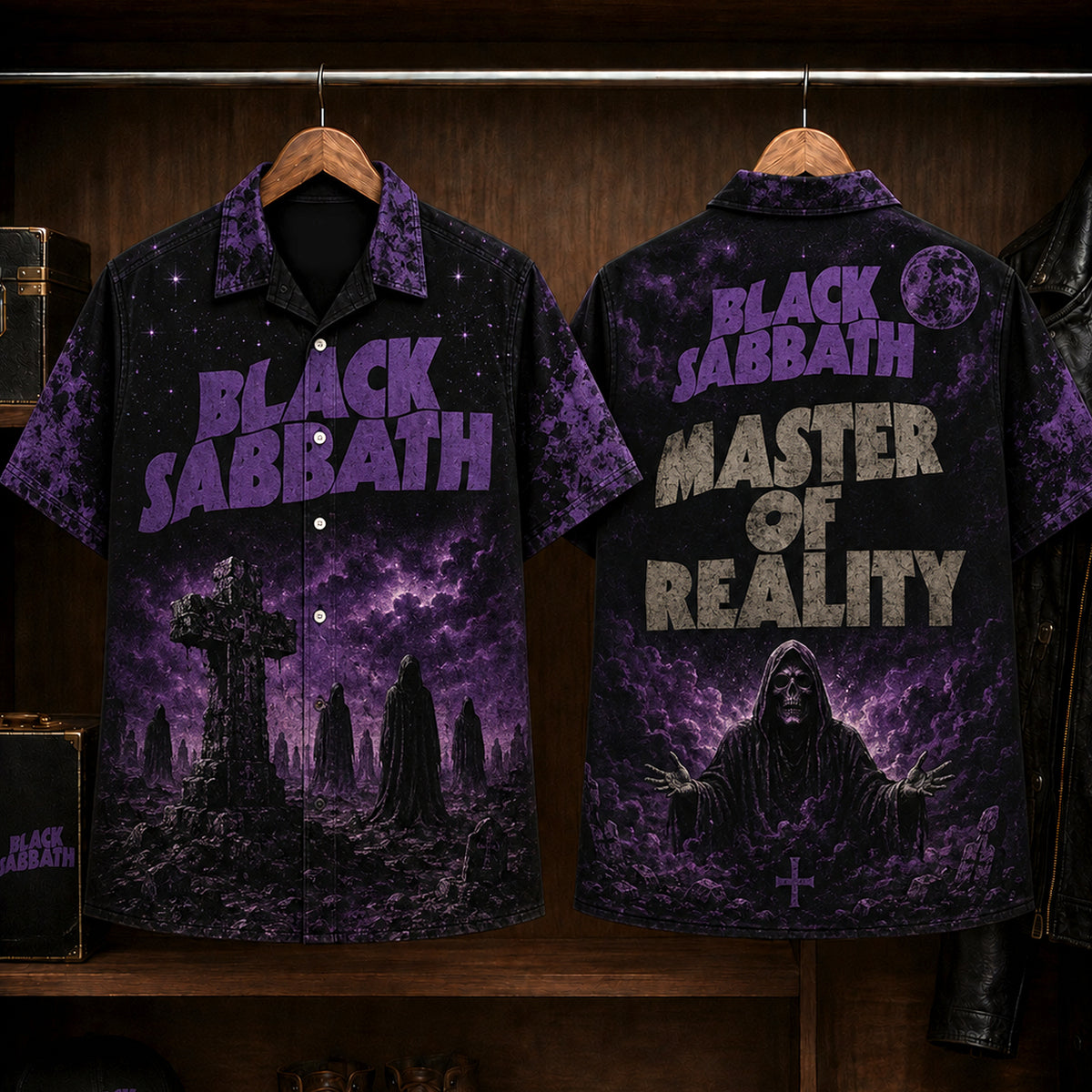 Black Sabbath Master of Reality Hawaiian Shirt, 1971 Heavy Metal Button Up, Ozzy Osbourne Sweet Leaf Era