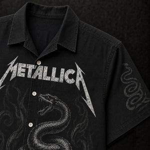 Metallica Black Album Hawaiian Shirt, 1991 Heavy Metal Button Up, James Hetfield Enter Sandman Era
