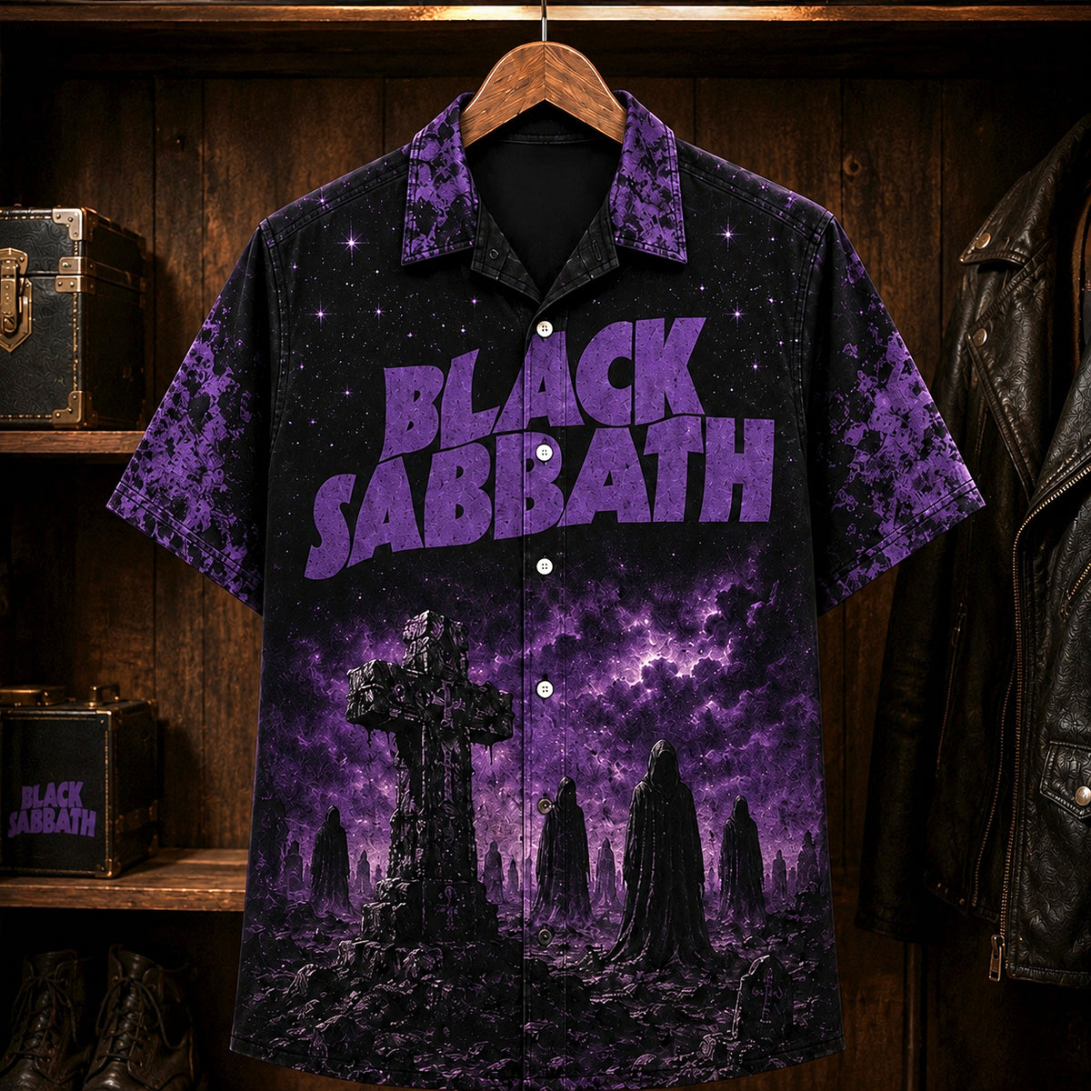 Black Sabbath Master of Reality Hawaiian Shirt, 1971 Heavy Metal Button Up, Ozzy Osbourne Sweet Leaf Era