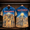 Iron Maiden Powerslave Hawaiian Shirt, 1984 Heavy Metal Button Up, Bruce Dickinson World Slavery Tour Era