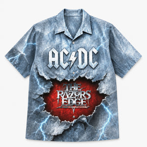 AC/DC The Razors Edge 1990 Hawaiian Shirt, Hard Rock Button Up, Brian Johnson Thunderstruck Era