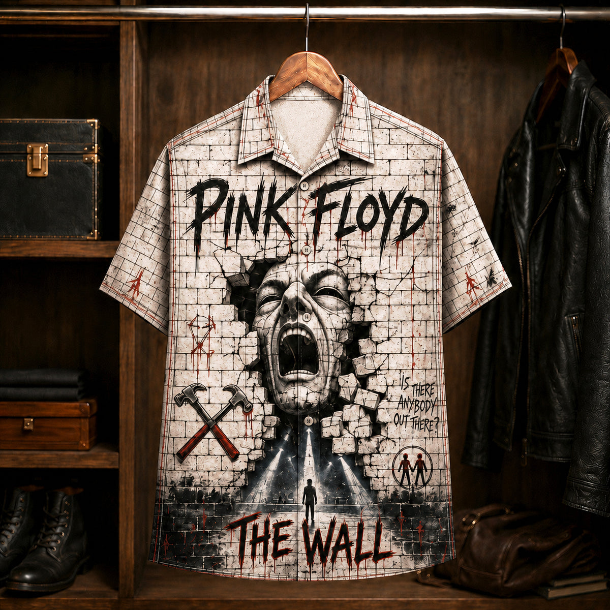 Pink Floyd The Wall Hawaiian Shirt, 1979 Album Inspired Button Up, Roger Waters Another Brick in the Wall Era