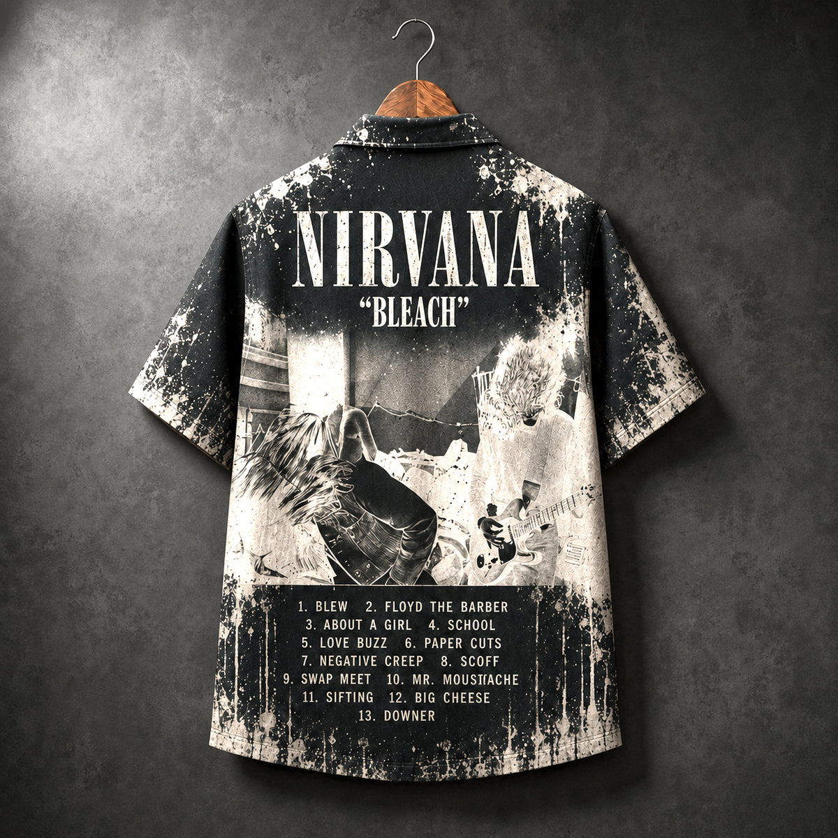 Nirvana Bleach 1989 Hawaiian Shirt, Grunge Rock Button Up, Kurt Cobain About a Girl Era