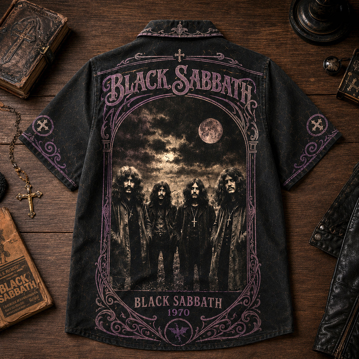 Black Sabbath 1970 Hawaiian Shirt, Debut Album Inspired Heavy Metal Button Up, Ozzy Osbourne Debut Era