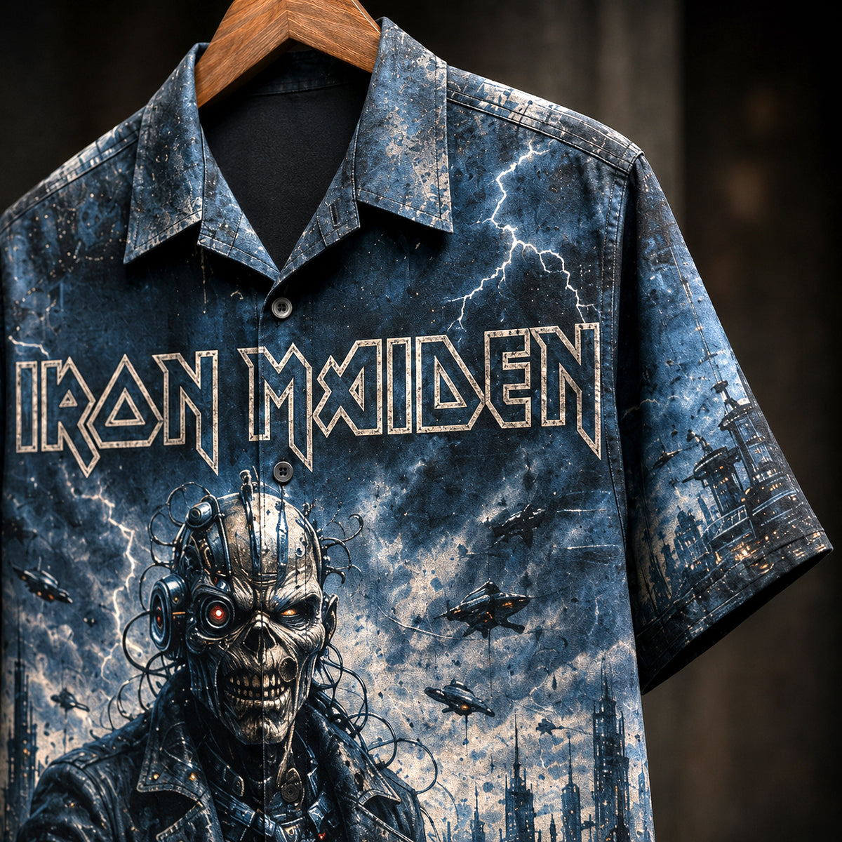 Iron Maiden Brave New World Hawaiian Shirt, 2000 Heavy Metal Button Up, Bruce Dickinson Reunion Era