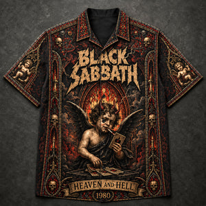 Black Sabbath Heaven and Hell 1980 Hawaiian Shirt, Heavy Metal Button Up, Ronnie James Dio Era