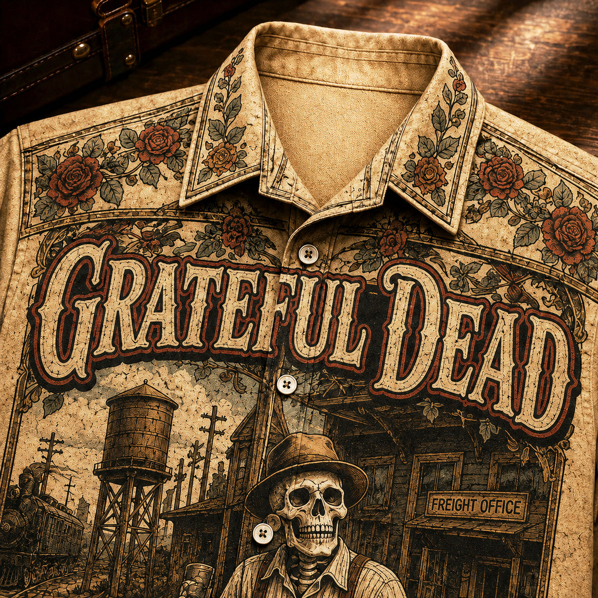 Grateful Dead Workingman's Dead Hawaiian Shirt, 1970 Album Inspired Button Up, Jerry Garcia Casey Jones Era