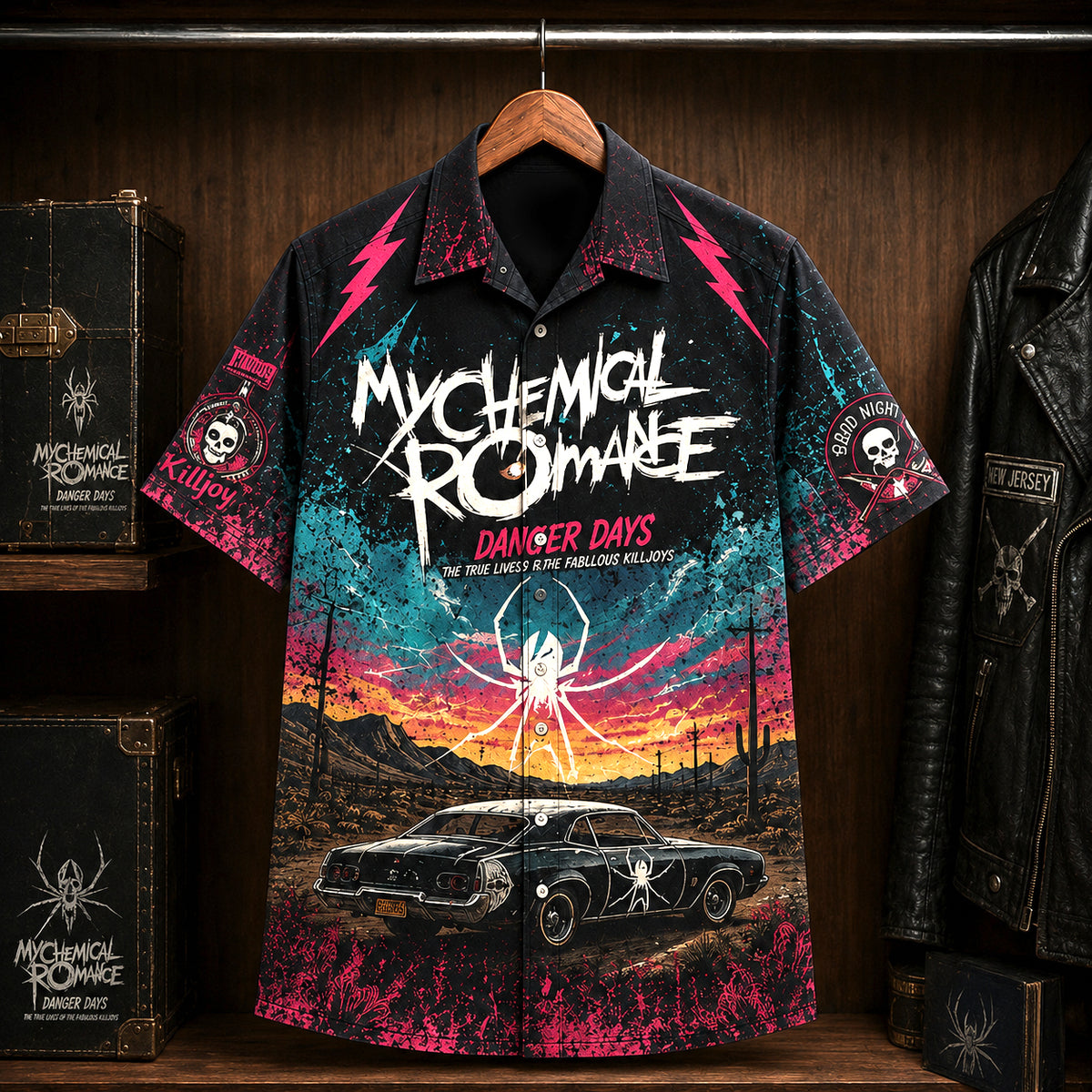 My Chemical Romance Danger Days Hawaiian Shirt, 2010 Alternative Rock Button Up, Gerard Way Na Na Na Era