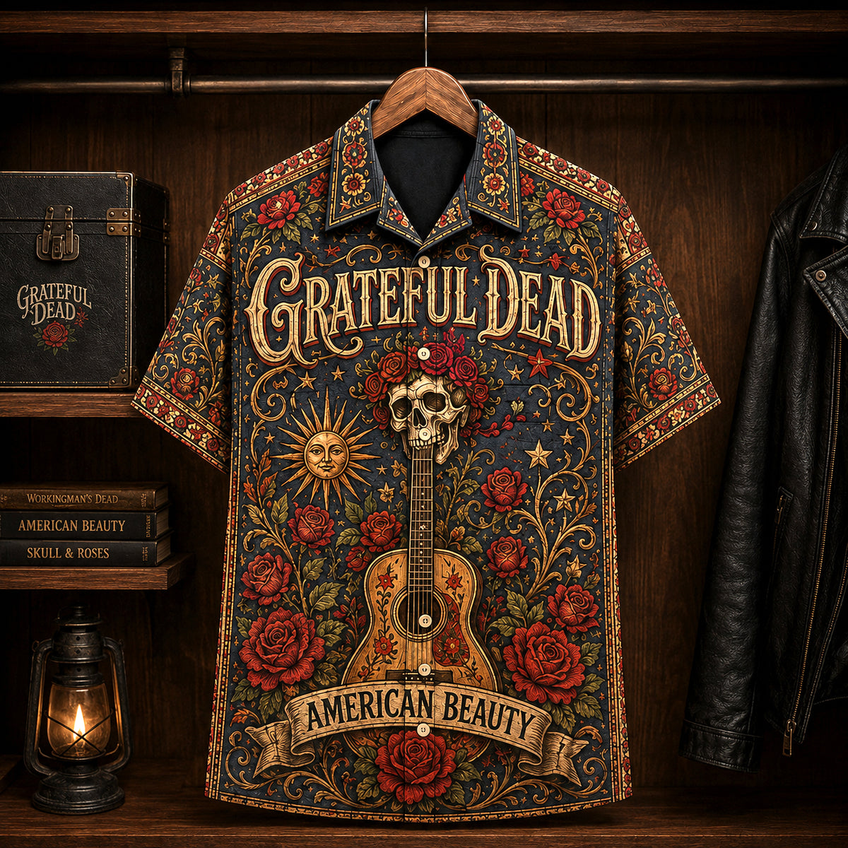 Grateful Dead American Beauty 1970 Hawaiian Shirt, Psychedelic Rock Button Up, Jerry Garcia Ripple Era