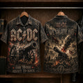 AC/DC For Those About to Rock Hawaiian Shirt, 1981 Hard Rock Button Up, Brian Johnson 1981 Tour Era