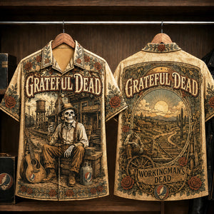 Grateful Dead Workingman's Dead Hawaiian Shirt, 1970 Album Inspired Button Up, Jerry Garcia Casey Jones Era