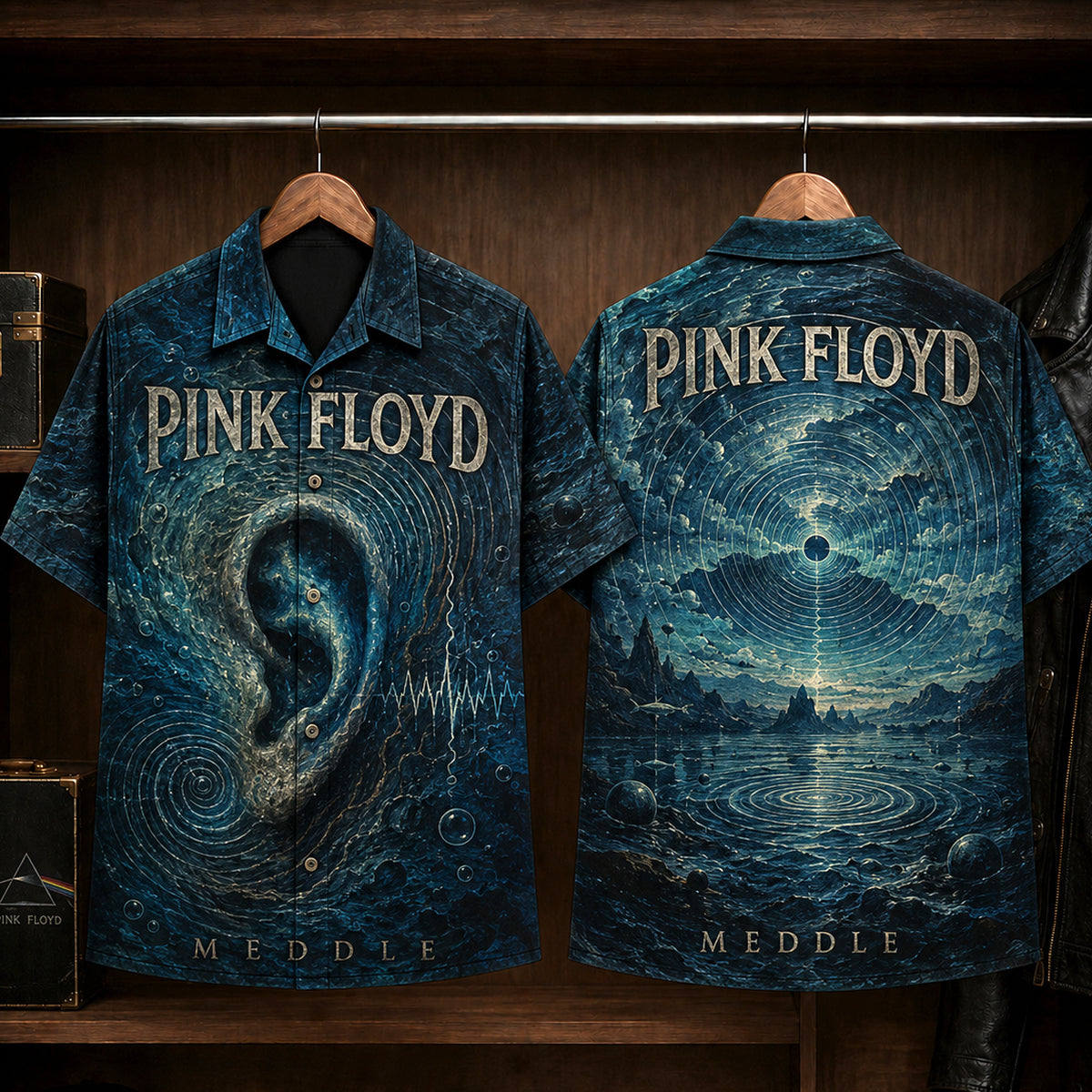 Pink Floyd Meddle Hawaiian Shirt, 1971 Progressive Rock Button Up, Echoes Progressive Rock Era