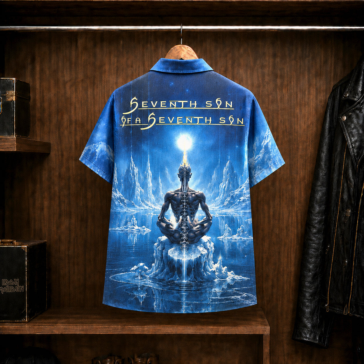 Iron Maiden Seventh Son of a Seventh Son Hawaiian Shirt, 1988 Heavy Metal Button Up, Seventh Tour of a Seventh Tour Era