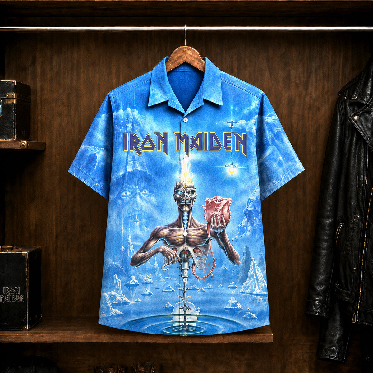 Iron Maiden Seventh Son of a Seventh Son Hawaiian Shirt, 1988 Heavy Metal Button Up, Seventh Tour of a Seventh Tour Era