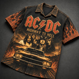 AC/DC Highway to Hell 1979 Hawaiian Shirt, Hard Rock Button Up, Bon Scott Era