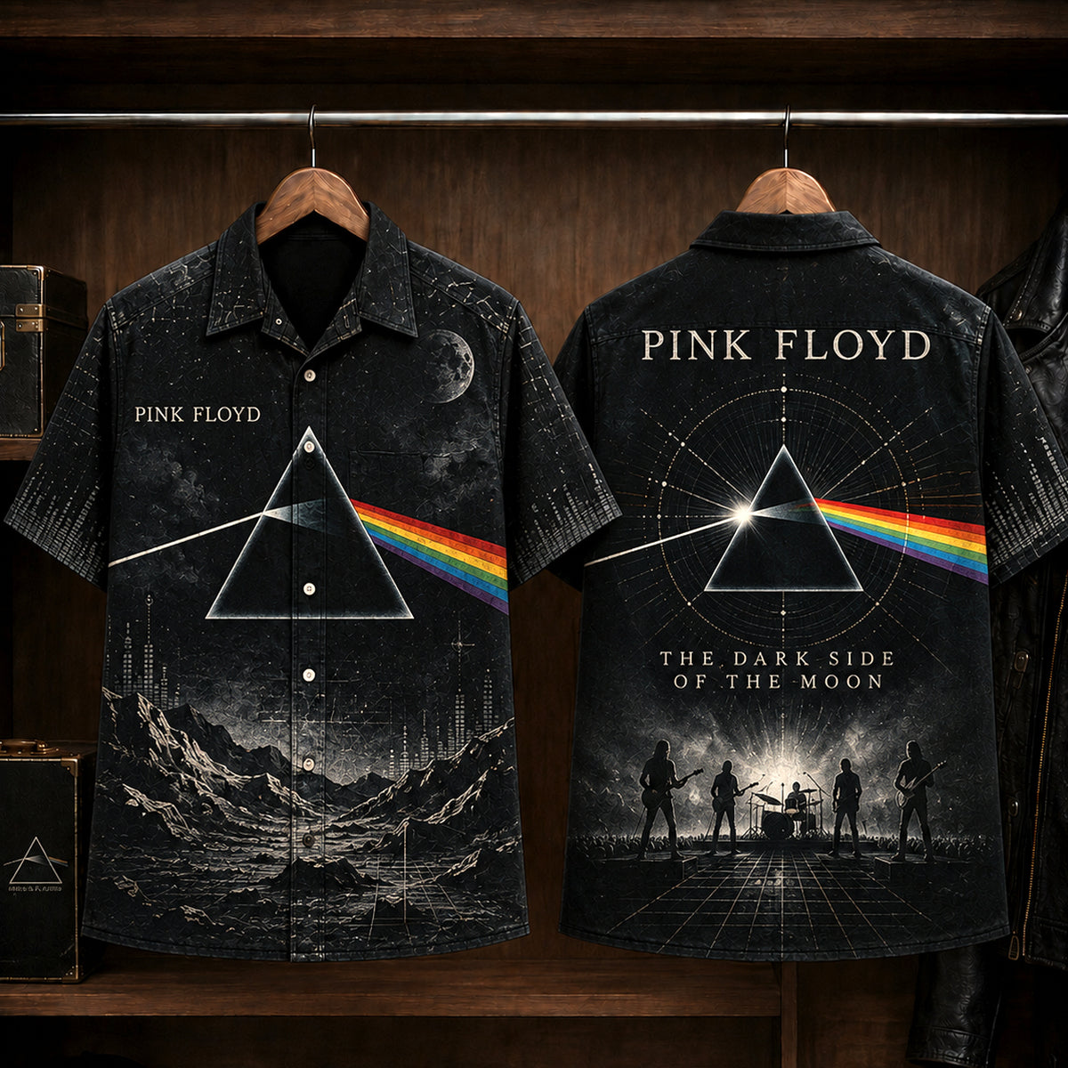Pink Floyd Dark Side of the Moon Hawaiian Shirt, 1973 Progressive Rock Button Up, David Gilmour Time Era