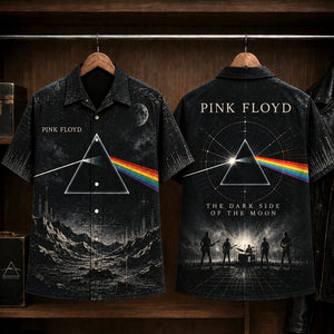 Pink Floyd Dark Side of the Moon Hawaiian Shirt, 1973 Progressive Rock Button Up, David Gilmour Time Era