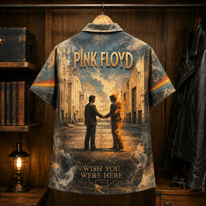 Pink Floyd Wish You Were Here Hawaiian Shirt, 1975 Album Inspired Button Up, Shine On You Crazy Diamond Era