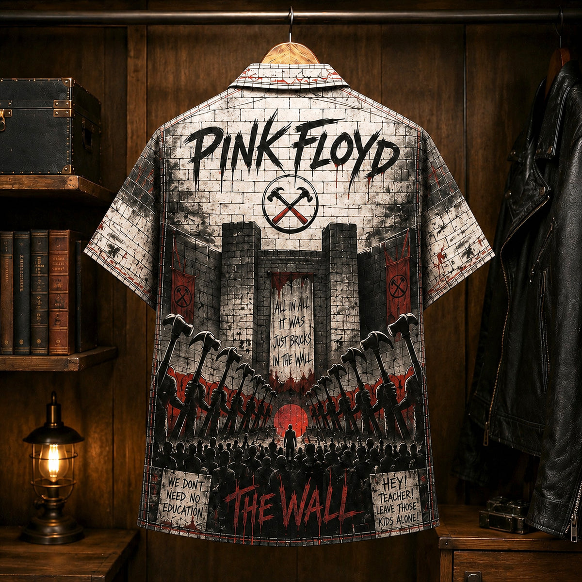 Pink Floyd The Wall Hawaiian Shirt, 1979 Album Inspired Button Up, Roger Waters Another Brick in the Wall Era