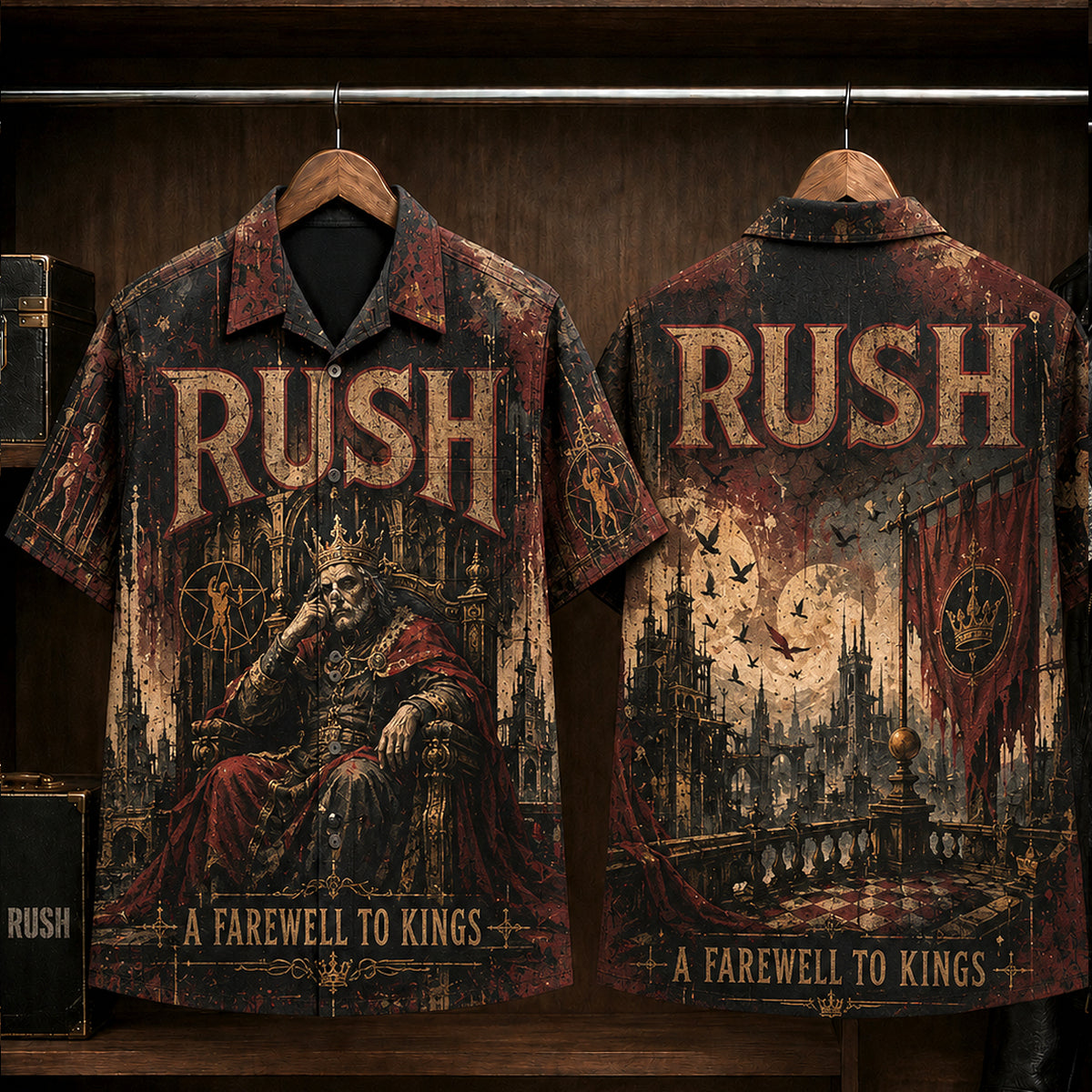 Rush A Farewell to Kings Hawaiian Shirt, 1977 Progressive Rock Button Up, Neil Peart Closer to the Heart Era