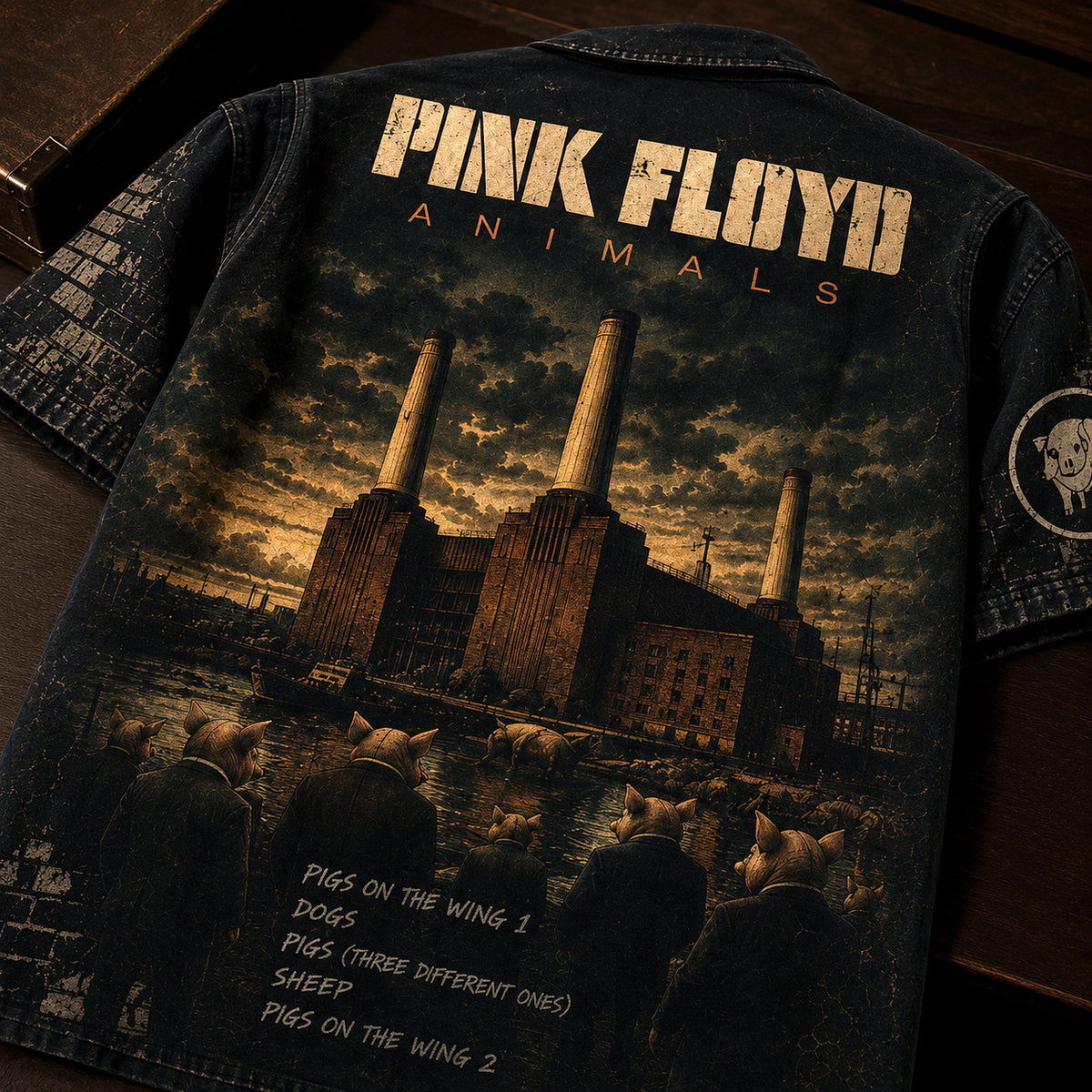 Pink Floyd Animals Hawaiian Shirt, 1977 Progressive Rock Button Up, Roger Waters Pigs Era