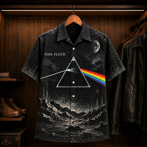 Pink Floyd Dark Side of the Moon Hawaiian Shirt, 1973 Progressive Rock Button Up, David Gilmour Time Era