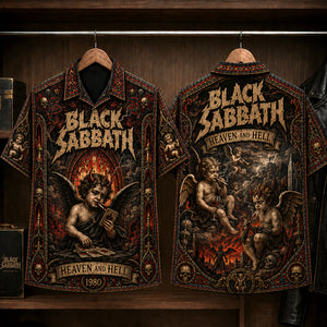 Black Sabbath Heaven and Hell 1980 Hawaiian Shirt, Heavy Metal Button Up, Ronnie James Dio Era