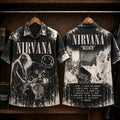 Nirvana Bleach 1989 Hawaiian Shirt, Grunge Rock Button Up, Kurt Cobain About a Girl Era