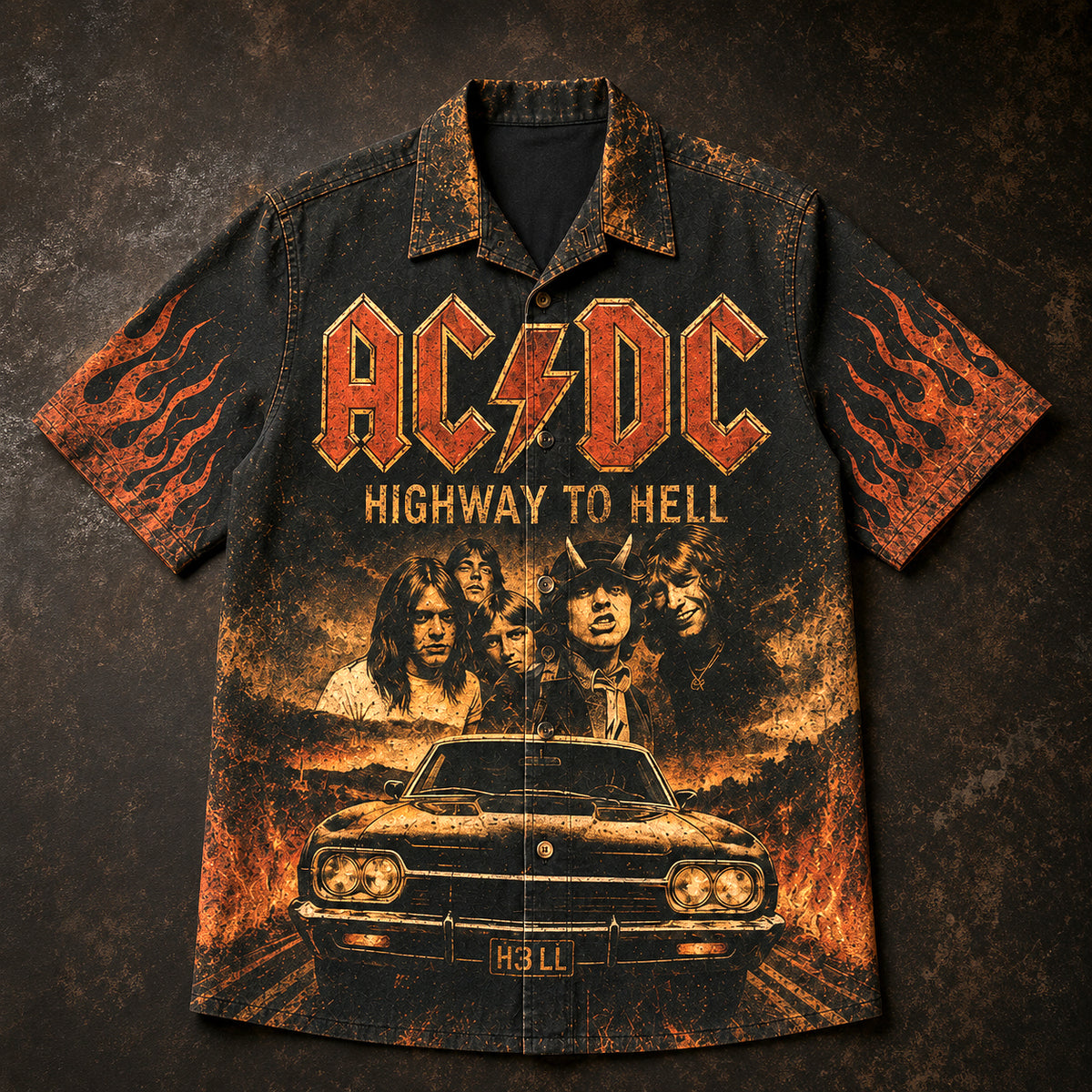 AC/DC Highway to Hell 1979 Hawaiian Shirt, Hard Rock Button Up, Bon Scott Era