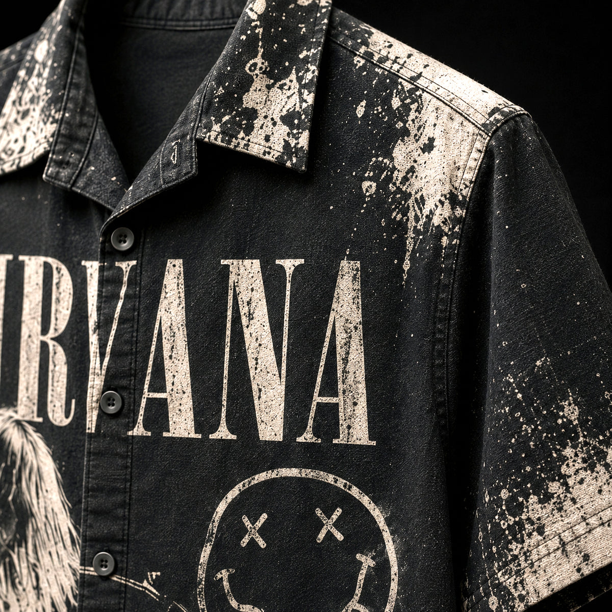Nirvana Bleach 1989 Hawaiian Shirt, Grunge Rock Button Up, Kurt Cobain About a Girl Era