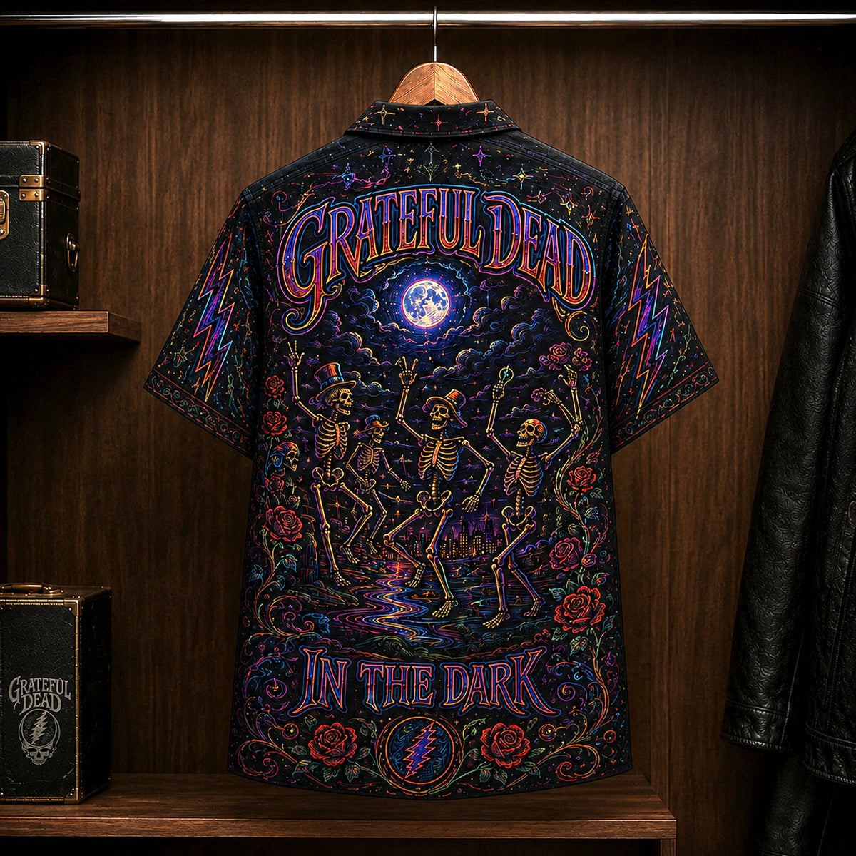Grateful Dead In the Dark Hawaiian Shirt, 1987 Psychedelic Rock Button Up, Jerry Garcia Touch of Grey Era