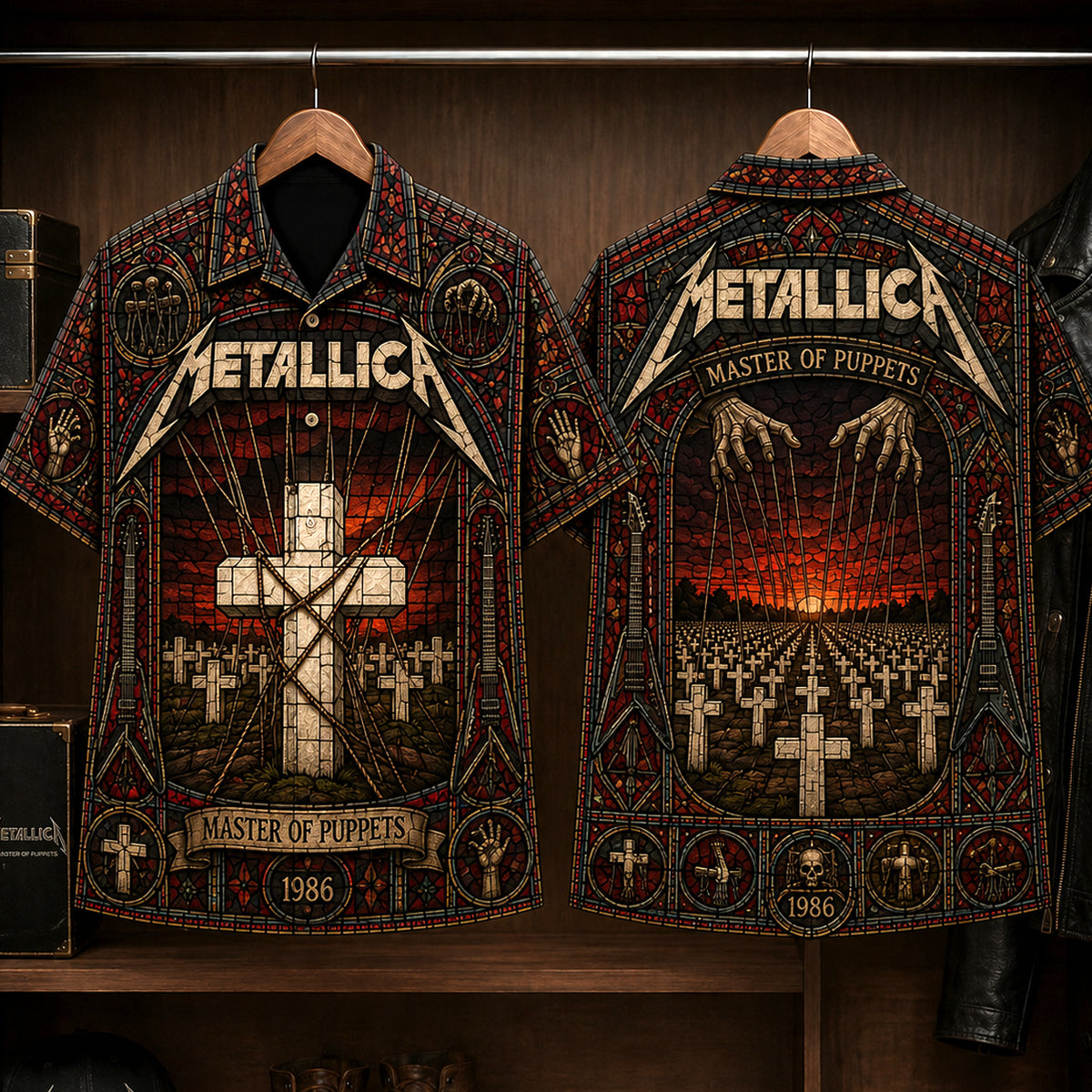 Metallica Master of Puppets Hawaiian Shirt, 1986 Heavy Metal Button Up, Cliff Burton Master of Puppets Era