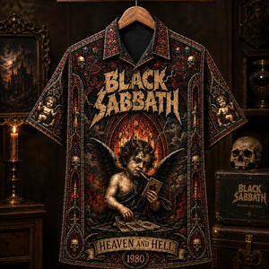 Black Sabbath Heaven and Hell 1980 Hawaiian Shirt, Heavy Metal Button Up, Ronnie James Dio Era