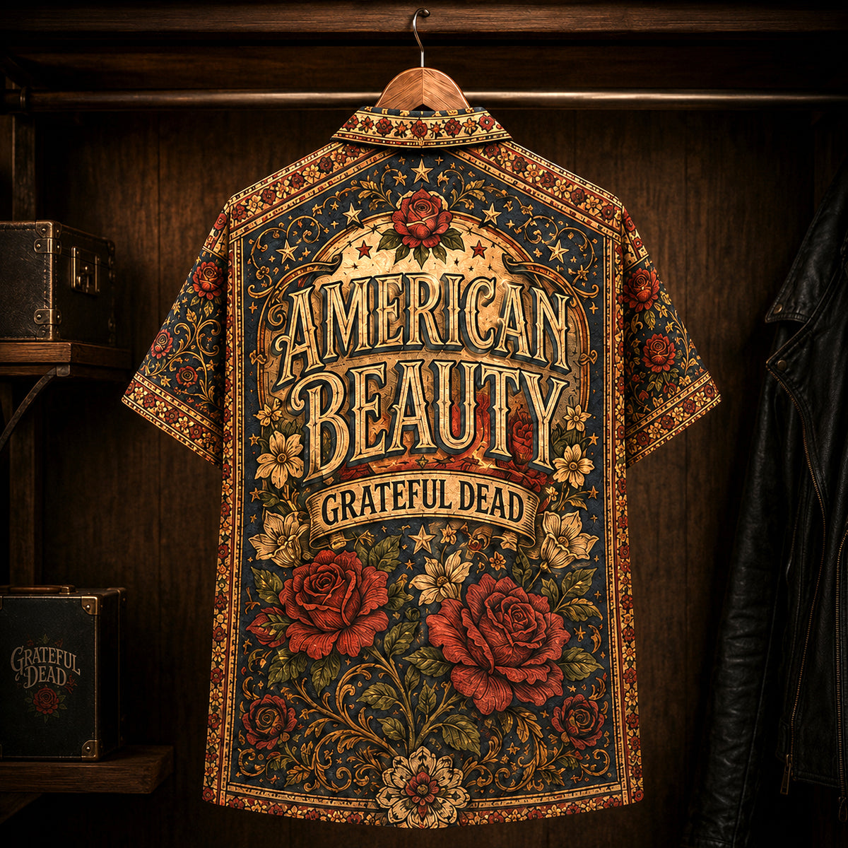 Grateful Dead American Beauty 1970 Hawaiian Shirt, Psychedelic Rock Button Up, Jerry Garcia Ripple Era