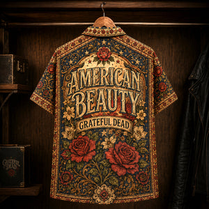 Grateful Dead American Beauty 1970 Hawaiian Shirt, Psychedelic Rock Button Up, Jerry Garcia Ripple Era