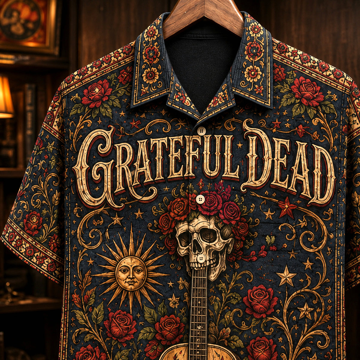 Grateful Dead American Beauty 1970 Hawaiian Shirt, Psychedelic Rock Button Up, Jerry Garcia Ripple Era