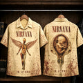 Nirvana In Utero 1993 Hawaiian Shirt, Grunge Rock Button Up, Kurt Cobain Heart-Shaped Box Era