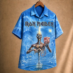 Iron Maiden Seventh Son of a Seventh Son Hawaiian Shirt, 1988 Heavy Metal Button Up, Seventh Tour of a Seventh Tour Era
