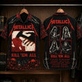 Metallica Kill 'Em All 1983 Hawaiian Shirt, Thrash Metal Button Up, James Hetfield Seek and Destroy Era