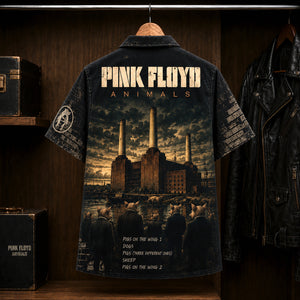 Pink Floyd Animals Hawaiian Shirt, 1977 Progressive Rock Button Up, Roger Waters Pigs Era