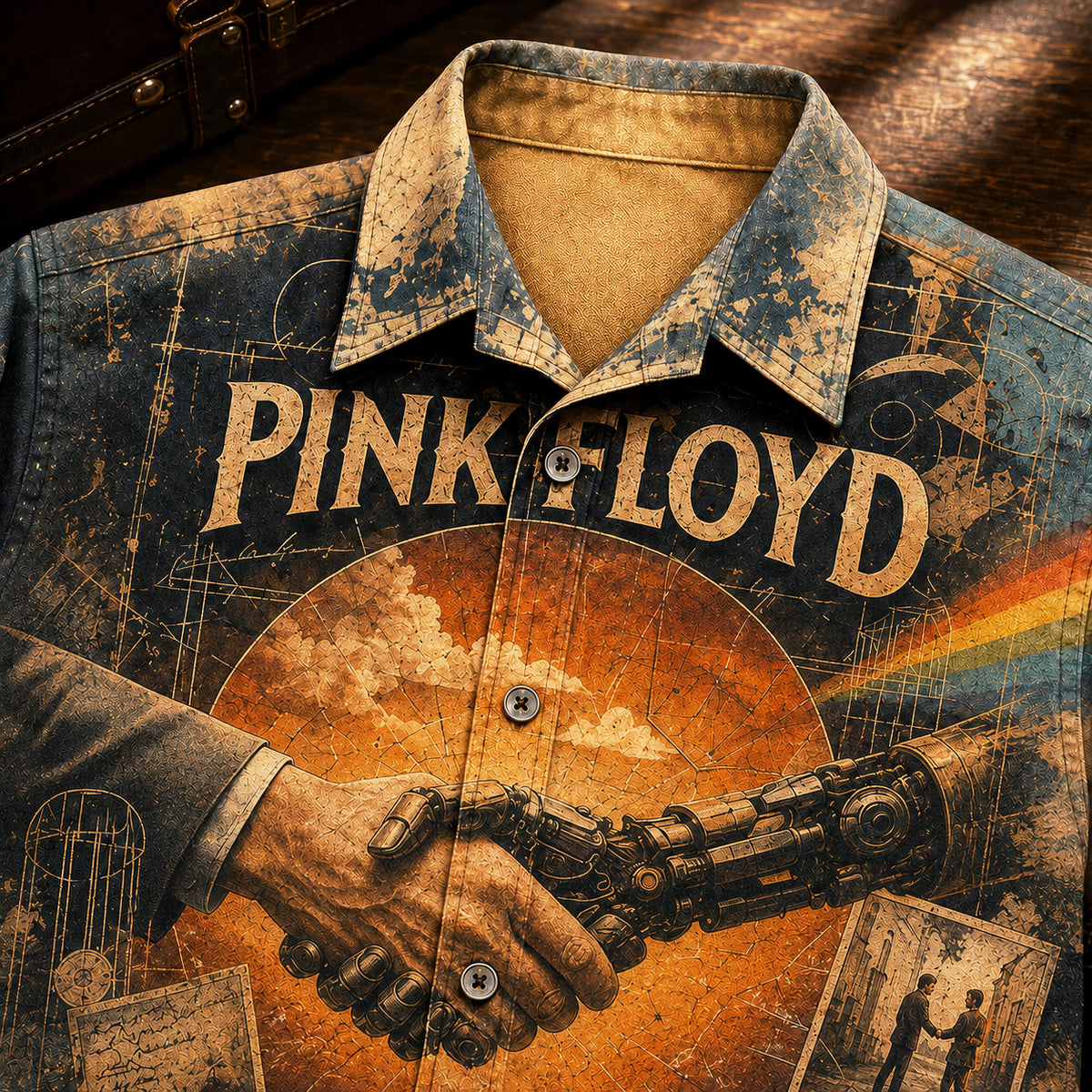 Pink Floyd Wish You Were Here Hawaiian Shirt, 1975 Album Inspired Button Up, Shine On You Crazy Diamond Era